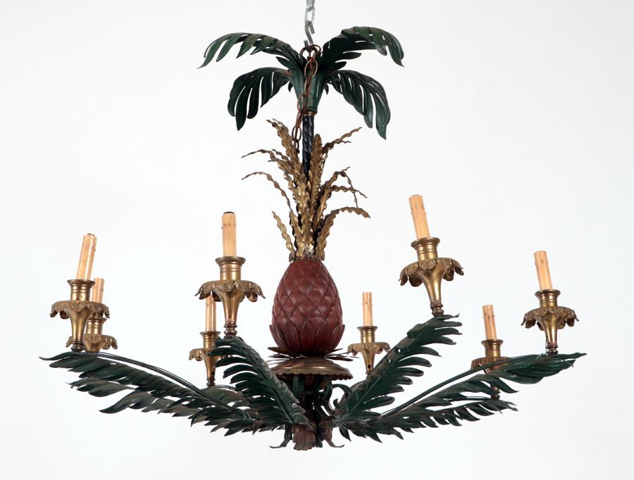 BRASS PAINTED HOLLYWOOD REGENCY CHANDELIER 1960 (1 of 5)