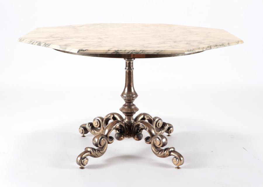 8-SIDED FRENCH MARBLE TOP TABLE SCROLL FORM BASE (1 of 5)
