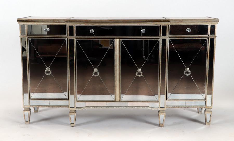 SILVERED WOOD AND MIRRORED SIDEBOARD (1 of 7)