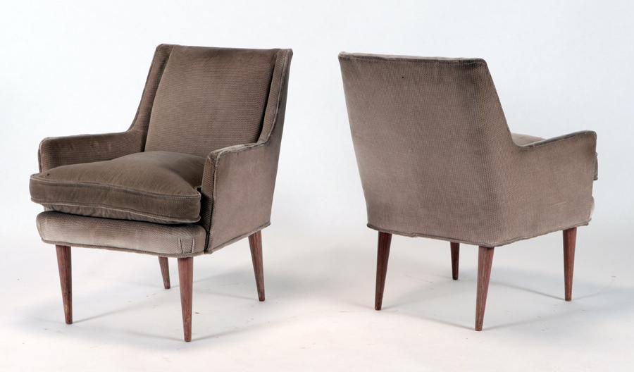 PAIR DIMINUTIVE UPHOLSTERED CLUB CHAIRS C.1945 (1 of 6)