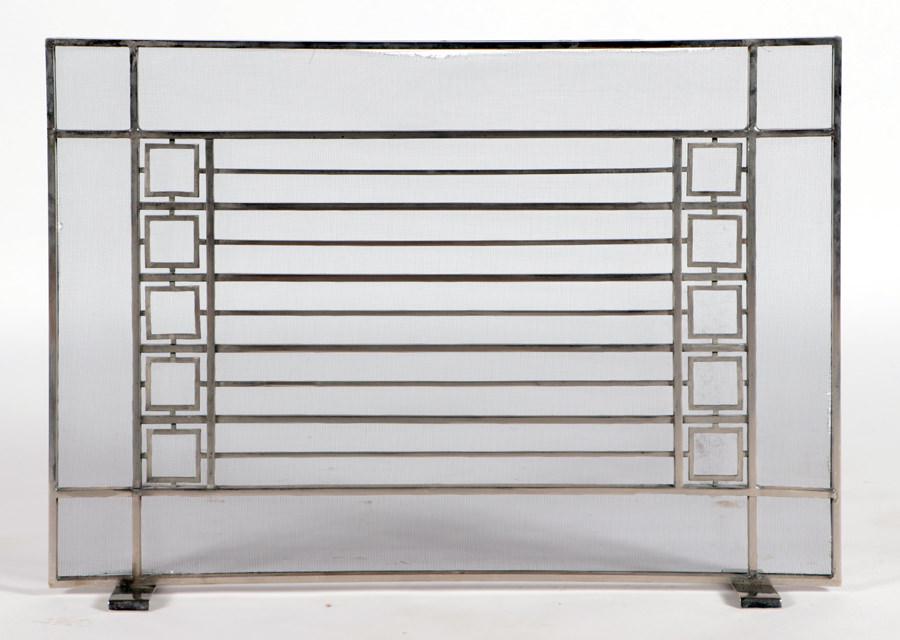 HEAVY CHROME OVER IRON ART DECO STYLE FIRE SCREEN (1 of 3)