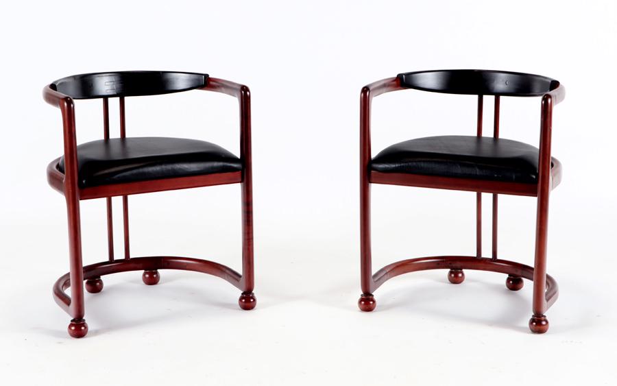PAIR MAHOGANY CHAIRS MANNER OF JOSEF HOFFMANN (1 of 7)