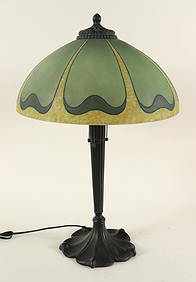 ART NOUVEAU TABLE LAMP WITH GLASS SHADE C.1910 (1 of 6)