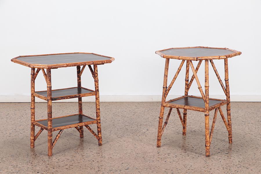 TWO DECORATED BAMBOO TABLES CIRCA 1920 (1 of 6)