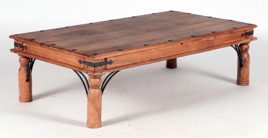 INDIAN HARDWOOD IRON MOUNTED COFFEE TABLE (1 of 4)