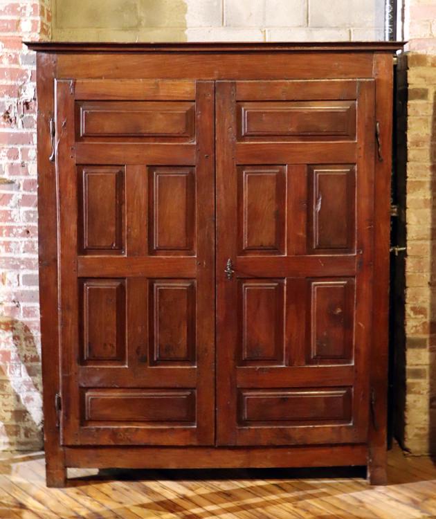 TWO DOOR RAISED PANEL ARMOIRE CIRCA 1800 (1 of 6)