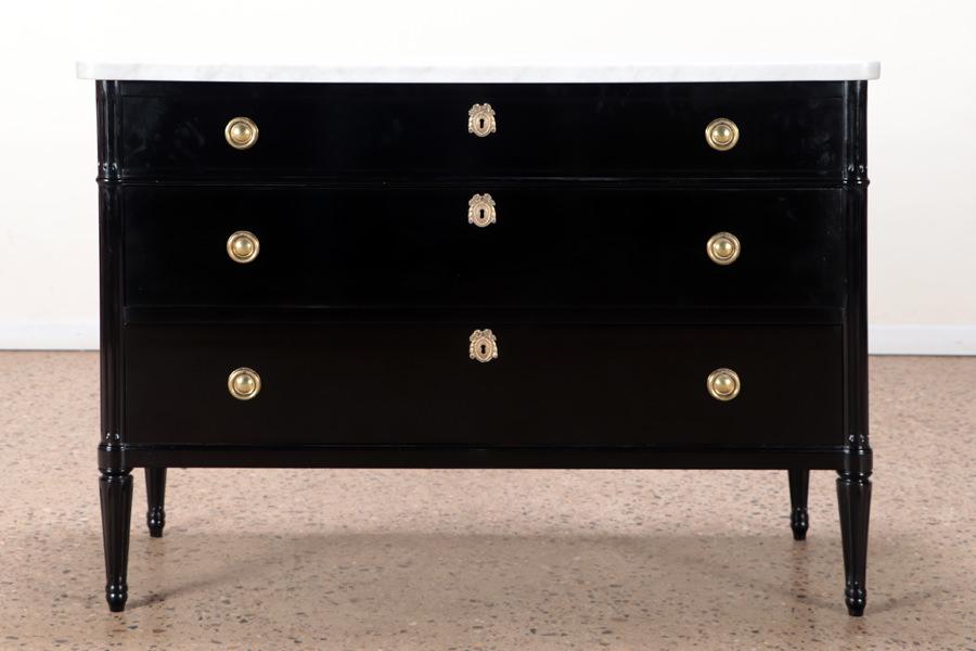 DIRECTOIRE EBONIZED MARBLE TOP DRESSER JANSEN 1950 (1 of 6)