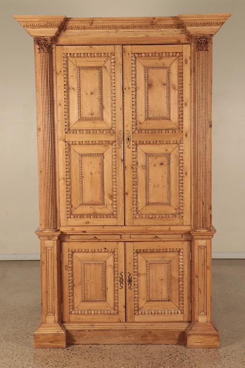 A TWO PART CARVED PINE BOOKCASE (1 of 8)