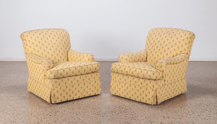 PAIR ROLLED ARM CLUB CHAIRS MANNER HOWARD & SONS (1 of 7)