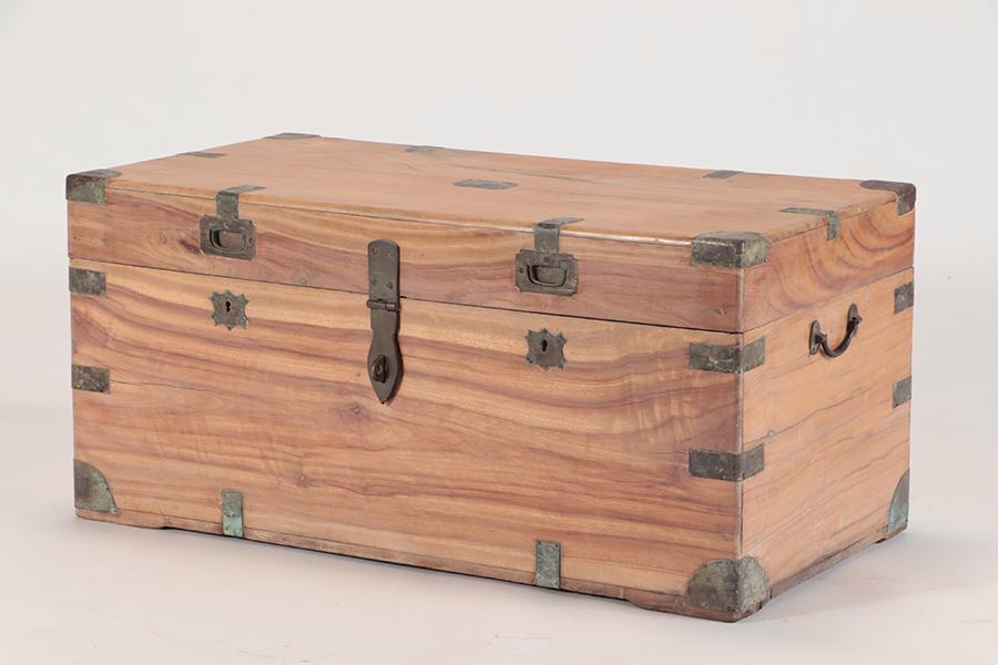 A CAMPHOR WOOD BRASS MOUNTED TRUNK (1 of 6)