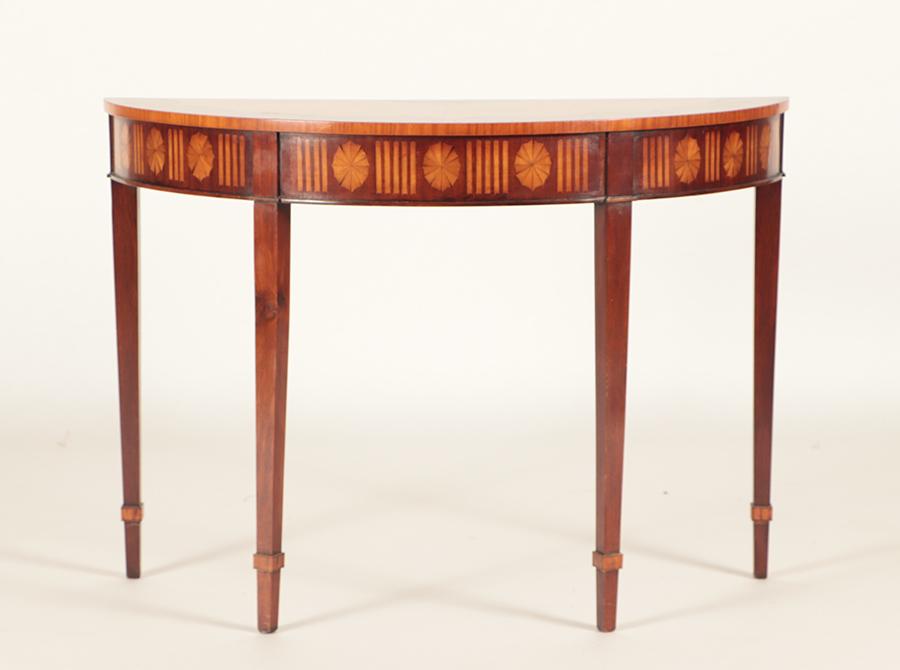 ADAMS STYLE MAHOGANY DEMILUNE INLAID CONSOLE (1 of 5)