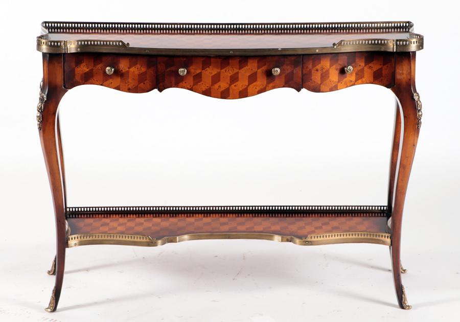 3 DRAWER LOUIS XV STYLE CONSOLE TABLE BRASS TRIM (1 of 5)