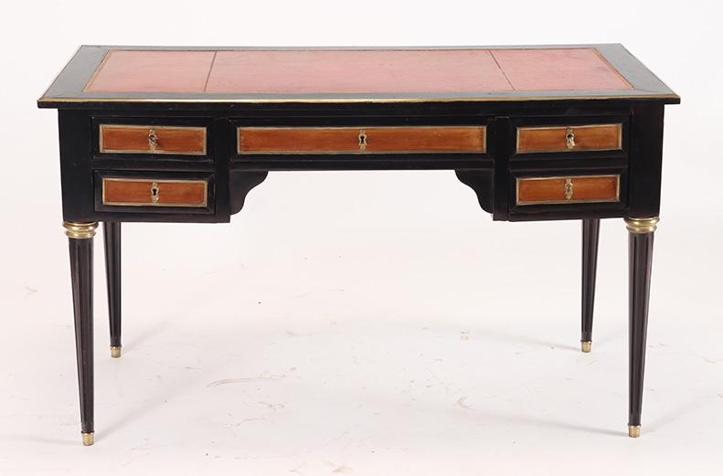 FRENCH MAHOGANY LEATHER TOP WRITING DESK C.1940 (1 of 7)