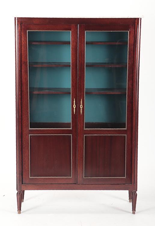 LOUIS XVI STYLE FRENCH MAHOGANY MARBLE BOOKCASE (1 of 7)