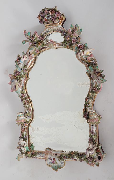 19TH C. GERMAIN PORCELAIN WALL MIRROR (1 of 5)