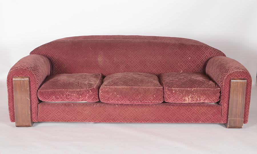 ART DECO SOFA WITH WOOD ACCENTS CIRCA 1935 (1 of 4)