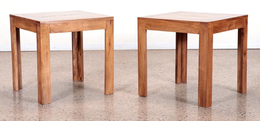 PAIR RECTILINEAR OAK END TABLES MANNER JEAN-MICHEL (1 of 5)