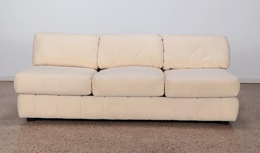 MOHAIR FEATHER SOFA BY JOHN MASCHERONI FOR SWAIM (1 of 6)