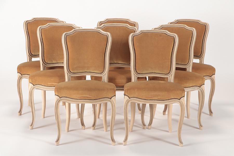 SET OF EIGHT PAINTED LOUIS XV DINING CHAIRS (1 of 5)
