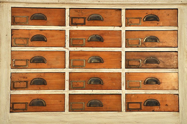 Metal File Cabinet Wood Grain Card Cabinet Box. Antique Wood File 
