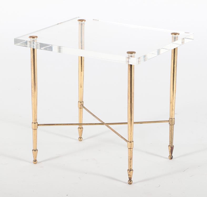 FRENCH LUCITE AND BRASS DRINKS TABLE 1970 (1 of 4)