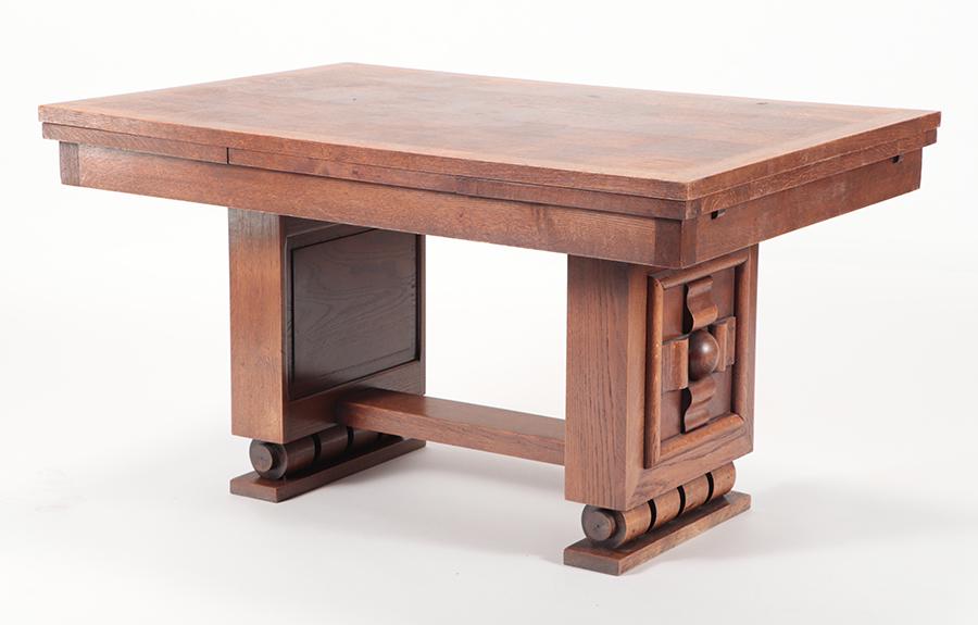 FRENCH OAK DINING TABLE MANNER OF DUDOUYT C.1940 (1 of 5)
