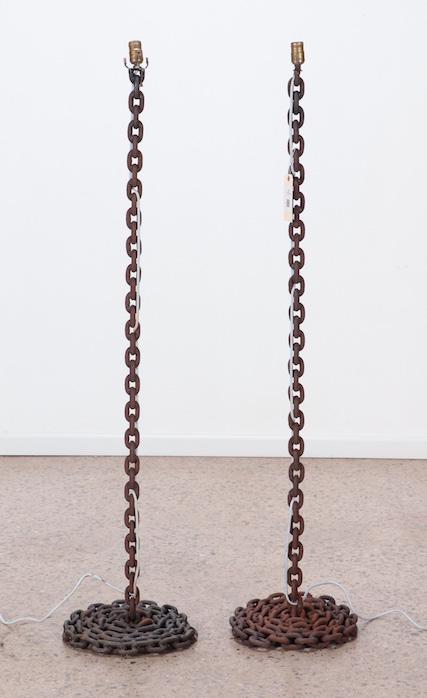 PAIR OF BRUTALIST CHAIN LINK FLOOR LAMPS (1 of 4)