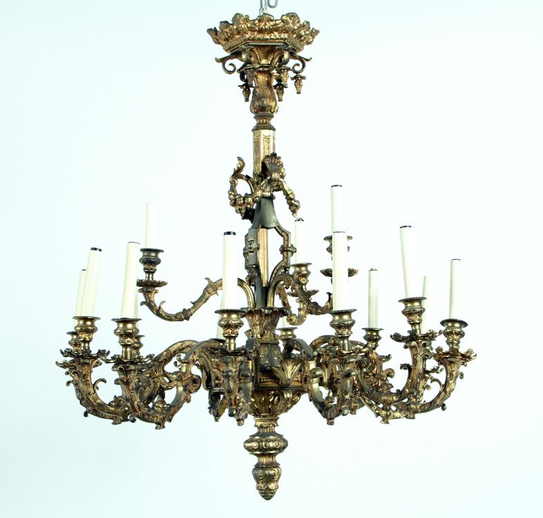 LATE 19TH C. GILT BRONZE ROCOCO STYLE CHANDELIER (1 of 4)