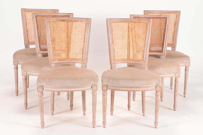 SIX LOUIS XVI STYLE CANE BACK CHAIRS C.1940 (1 of 5)