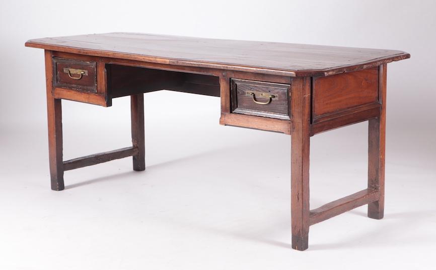 19TH CENT FRENCH OACK FARM TABLE CONVERTED TO DESK (1 of 5)