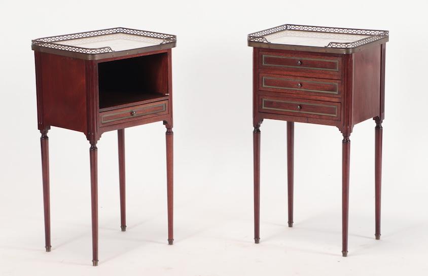 PR MAHOGANY LOUIS XVI STYLE NIGHT STANDS C.1950 (1 of 6)