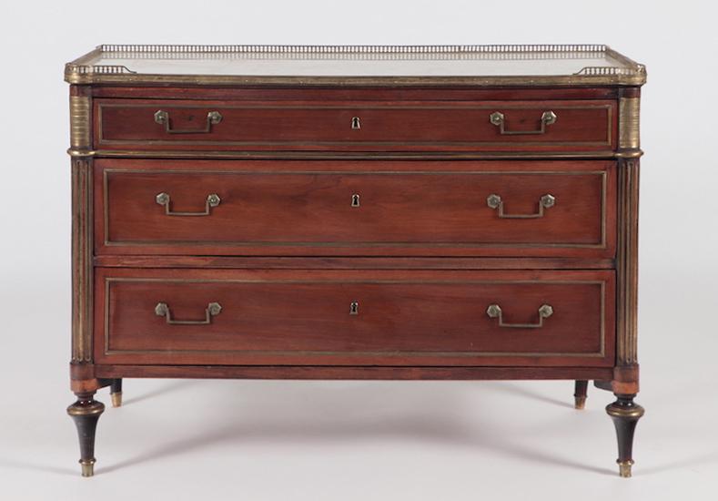 FRENCH LOUIS XV MAHOGANY MARBLE TOP COMMODE 1800 (1 of 6)