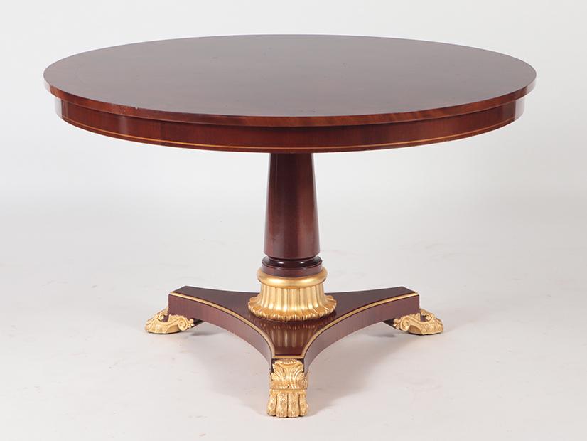 MAHOGANY AND PARCEL GILT ROUND CENTER TABLE KINDEL (1 of 4)