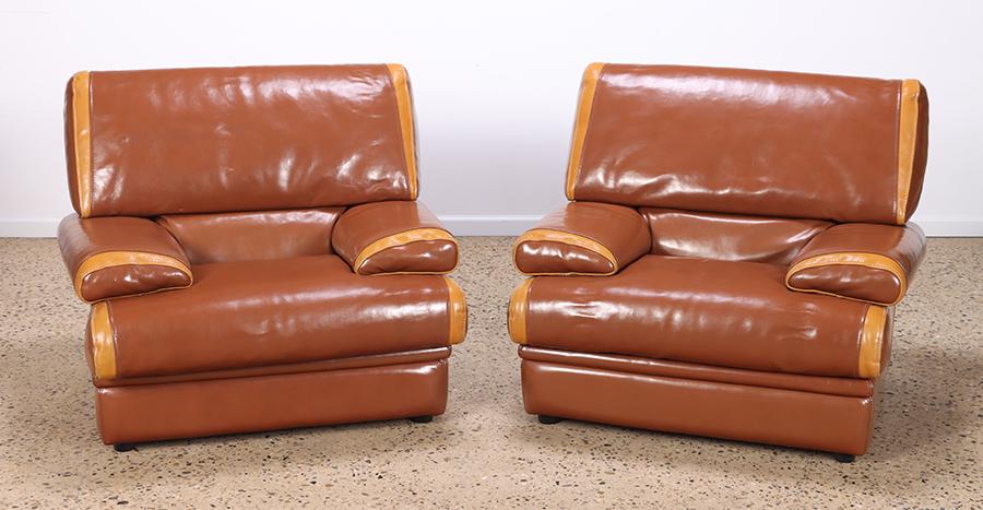 PAIR OF LEATHER CLUB CHAIRS PIERRE CARDIN (1 of 8)
