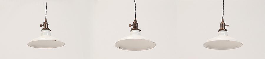 SET OF THREE ENAMELED IRON LIGHT FIXTURES (1 of 4)