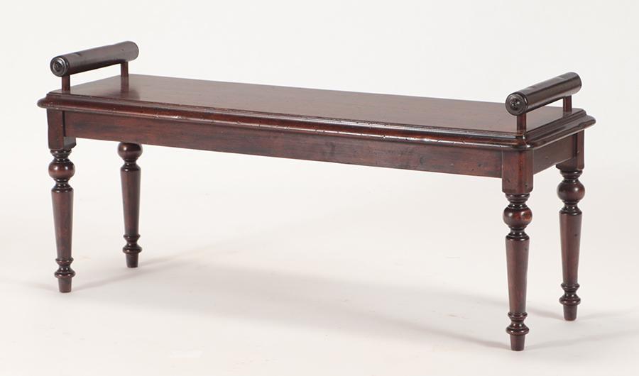 REGENCY STYLE WOOD BENCH WITH TURNED LEGS (1 of 6)