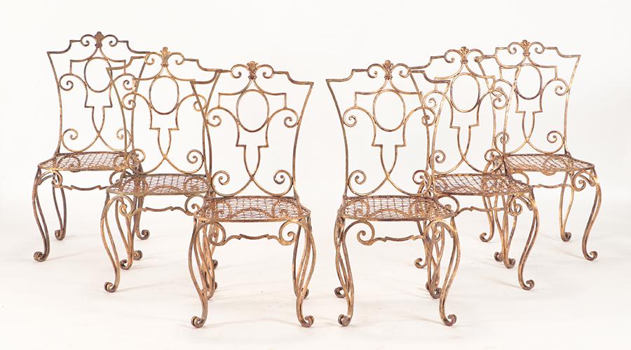 6 FRENCH GILT IRON CHAIRS MOREAUX CIRCA 1940 (1 of 5)