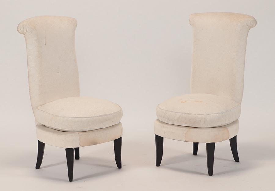 PAIR HIGH BACK FRENCH SLIPPER CHAIRS MANNER ARBUS (1 of 5)