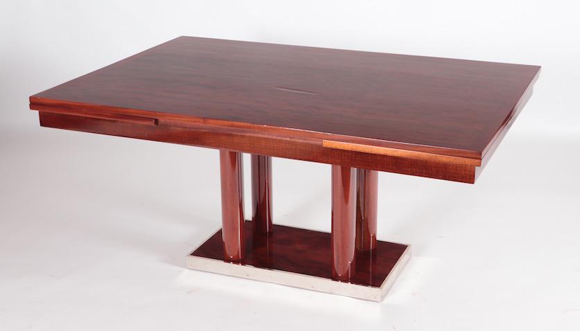 ART DECO MAHOGANY AND METAL DINING TABLE (1 of 5)