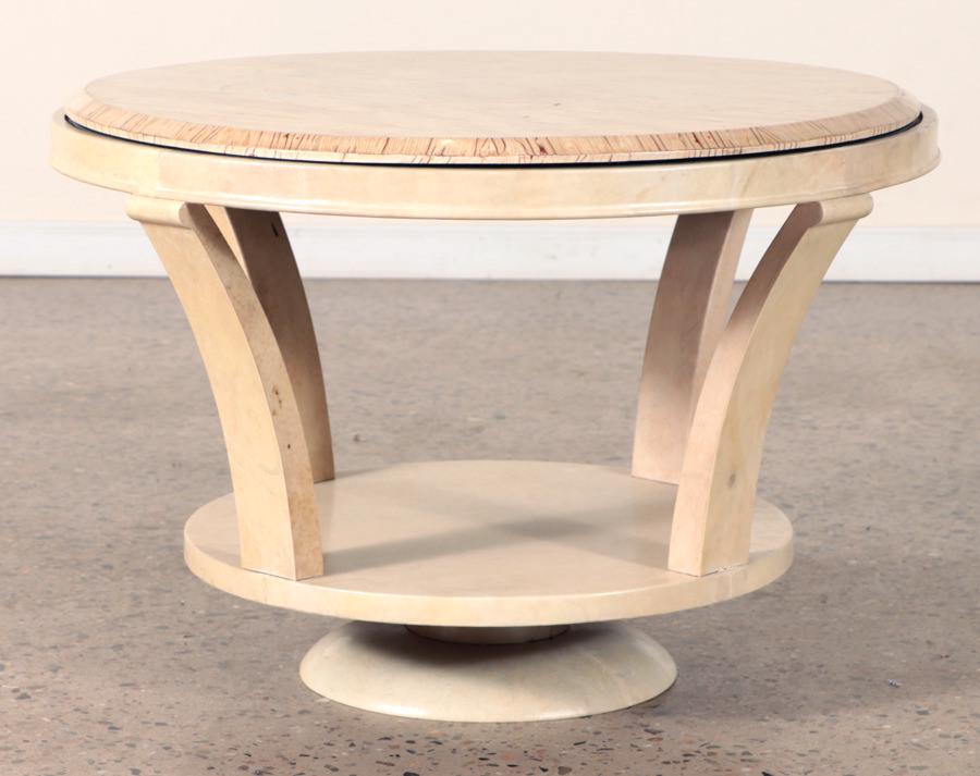 ART DECO PEDESTAL TABLE REMOVABLE EXOTIC WOOD TOP (1 of 5)