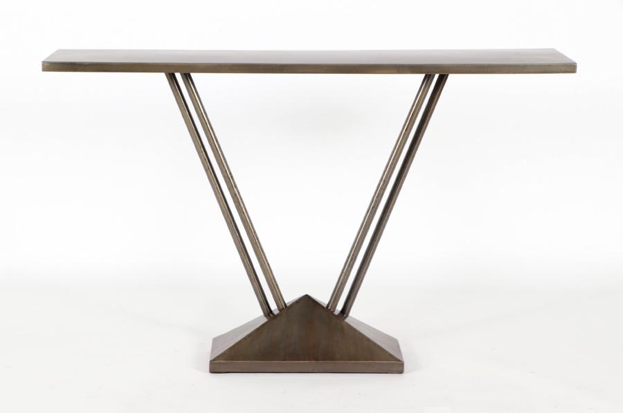 MODERN IRON CONSOLE TABLE WITH ANGULAR SUPPORTS (1 of 4)