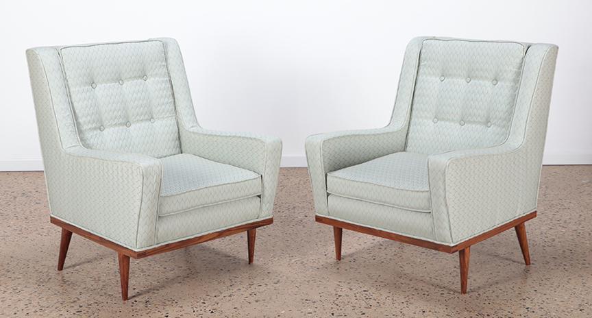 PAIR ITALIAN UPHOLSTERED CLUB CHAIRS C.1950 (1 of 6)