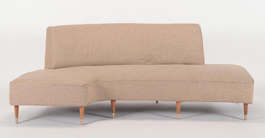 ITALIAN CURVED AND UPHOLSTERED SOFA CIRCA 1950 (1 of 5)