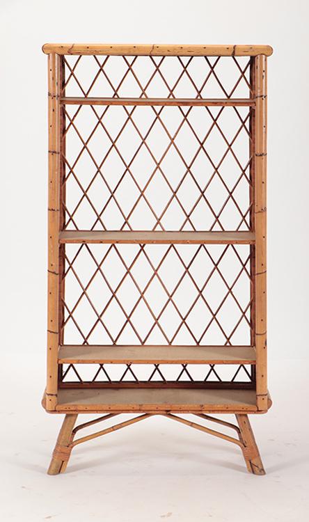 FRENCH RATTAN OPEN BOOKCASE MANNER ROYERE C. 1950 (1 of 5)