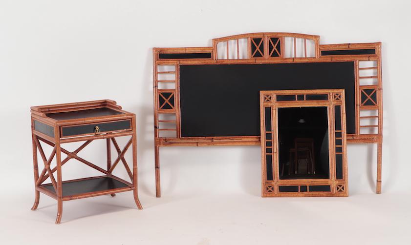 THREE PIECE FRENCH BAMBOO BEDROOM SET (1 of 5)