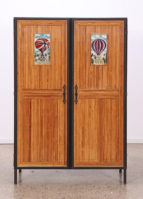 FRENCH IRON AND RATTAN ARMOIRE CIRCA 1950 (1 of 10)