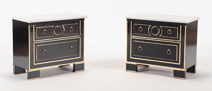 A pair of ebonized and gilt marble top night (1 of 6)