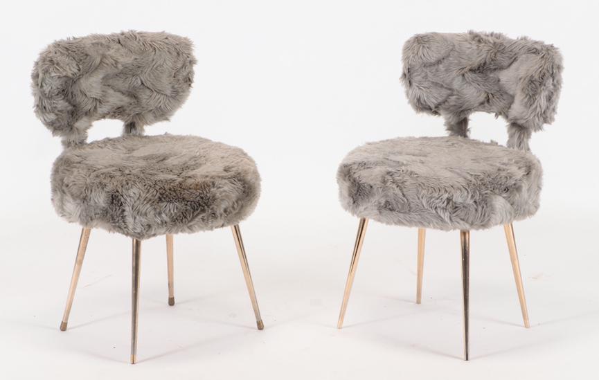 PAIR OF FAUX FUR SIDECHAIRS (1 of 6)