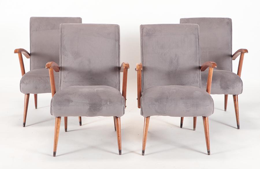 SET OF FOUR ITALIAN OPEN ARM CHAIRS CIRCA 1950 (1 of 5)