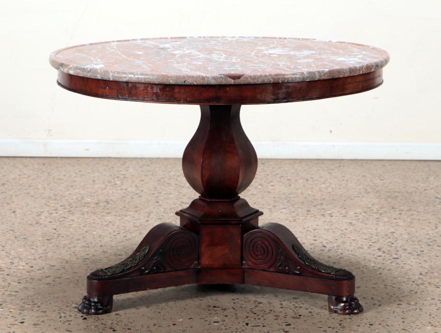 FRENCH EMPIRE STYLE 19TH C MARBLE TOP CENTER TABLE (1 of 5)